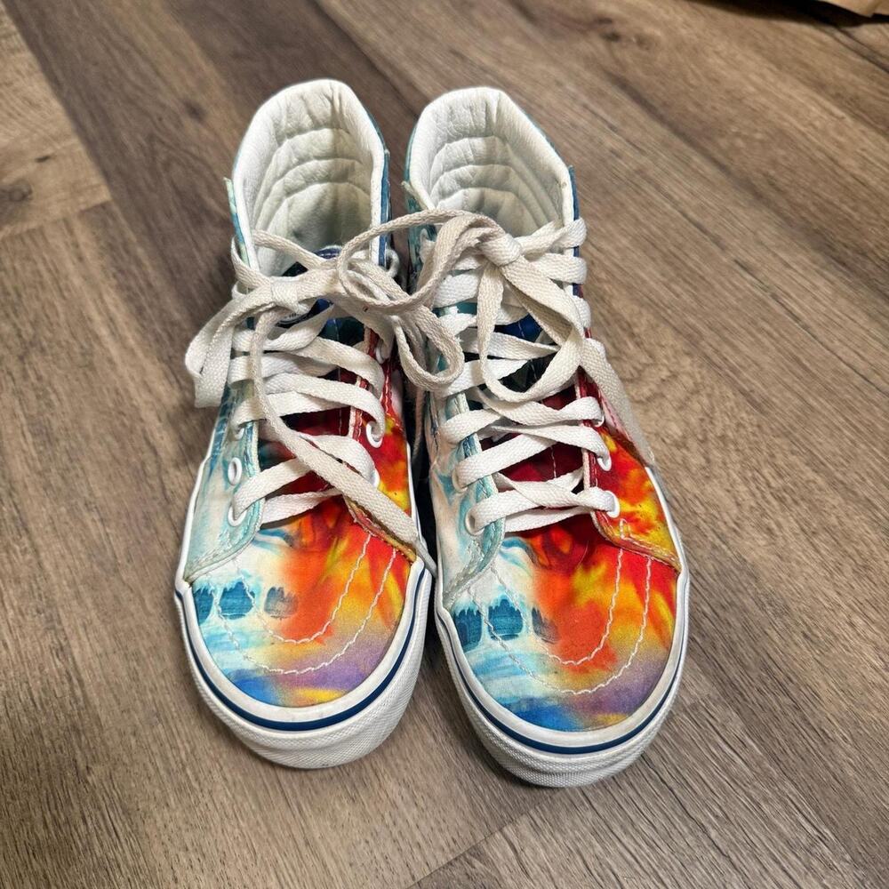 Vans Kids Size 1 Multicolor Low Top Skate Sneakers Canvas Lace Up Youth Shoes
